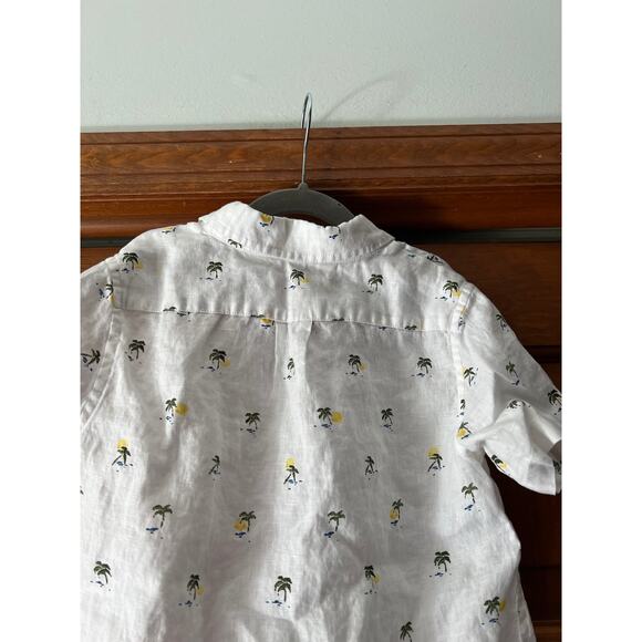 Janie and Jack Boy's Palm Tree Linen Button Down Shirt Short Sleeve White Size 7 - Picture 8 of 10